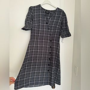 DKNY mini plaid dress with buttons